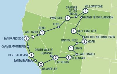 Map showing the Tour regions